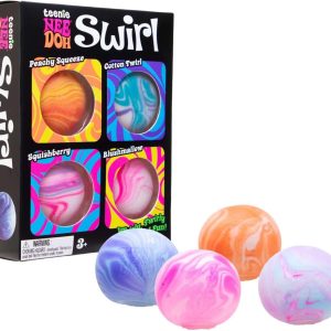 Schylling NeeDoh Teenie Swirl 4 Pack - Sensory Squeeze Toy - 1.5" in Diameter - Colors May Vary